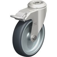 Roulette en &eacute;lastom&egrave;re thermoplastique acier inoxydable, Pivotant avec frein, Diam&egrave;tre 5" (127 mm), Capacit&eacute; 265 lb (120 kg) Kelford