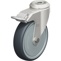 Stainless Steel Thermoplastic Elastomer Caster, Swivel with Brake, 5" (127 mm) Dia., 265 lbs. (120 kg.) Capacity Kelford
