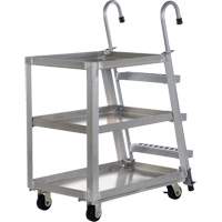 Chariot de pr&eacute;l&egrave;vement de stock, Aluminium, 21-7/8" la x 40" p, 3 tablettes, Capacit&eacute; 660 lb Kelford