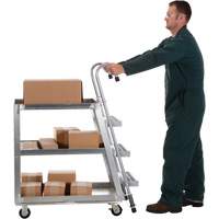 Chariot de pr&eacute;l&egrave;vement de stock, Aluminium, 21-7/8" la x 40" p, 3 tablettes, Capacit&eacute; 660 lb Kelford