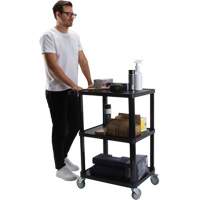 Utility Cart with Flat Shelf, 3 Tiers, 18-1/8" x 37-3/8" x 27-3/4", 330 lbs. Capacity Kelford