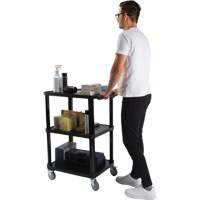 Utility Cart with Flat Shelf, 3 Tiers, 18-1/8" x 37-3/8" x 27-3/4", 330 lbs. Capacity Kelford
