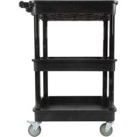 Utility Cart with Deep Lip Shelf, 3 Tiers, 19" x 39-1/2" x 28-1/4", 330 lbs. Capacity Kelford