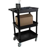 Utility Cart with Deep Lip Shelf, 3 Tiers, 19" x 39-1/2" x 28-1/4", 330 lbs. Capacity Kelford
