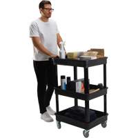 Utility Cart with Deep Lip Shelf, 3 Tiers, 19" x 39-1/2" x 28-1/4", 330 lbs. Capacity Kelford