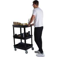 Utility Cart with Deep Lip Shelf, 3 Tiers, 19" x 39-1/2" x 28-1/4", 330 lbs. Capacity Kelford