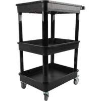 Utility Cart with Deep Lip Shelf, 3 Tiers, 19" x 39-1/2" x 28-1/4", 330 lbs. Capacity Kelford