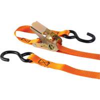 Ratchet Strap, S-Hook, 12' W x 1" L, 2200 lbs. (998 kg) Working Load Limit Kelford