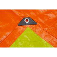 B&acirc;che tiss&eacute;e robuste haute visibilit&eacute;, Poly&eacute;thyl&egrave;ne, Vert/Orange, 16' x 20' x 12 mils Kelford