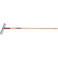 Level Rake, Wood Handle, 14-3/4" W, Tempered Steel Blade, 16 Tines Kelford