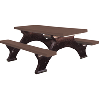 Recycled Plastic Picnic Tables, 6' L x 62-1/4" W, Brown ND423 | Kelford