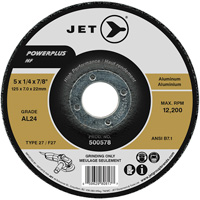 Powerplus NF Grinding Wheel, 5" x 0.25", 1/4" Arbor, Type T27 Kelford