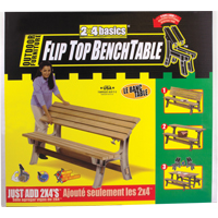 Basics<sup>®</sup> Flip Top Park Bench / Table, Plastic, 96" L x 26" W x 34" H, Sand NJ438 | Kelford