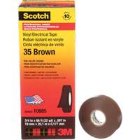 Scotch<sup>®</sup> Vinyl Colour Coding Electrical Tape, 19 mm (3/4") W x 20 m (66') L, 7 mils, Brown NJU267 | Kelford