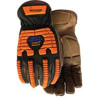 Drill Sergeant Impact Gloves, Large, Grain Leather Palm, Slip-On Cuff Kelford