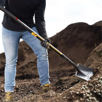Pro Square Point Shovel, Fibreglass, Tempered Steel Blade, Straight Handle, 48" Long Kelford