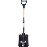 Heavy-Duty Square Shovel, Hardwood, Carbon Steel Blade, D-Grip Handle, 30" Long Kelford