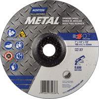 Depressed Centre Metal Grinding Wheels, 7" x 1/4", 7/8" Arbor, Aluminum Oxide, Type 27 Kelford