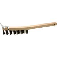 Brosse de nettoyage avec racloir, Acier, 3 x 19 rangs de fils, Longueur 13" Kelford