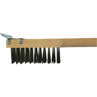 Brosse de nettoyage avec racloir, Acier inoxydable, 3 x 10 rangs de fils, Longueur 20" Kelford