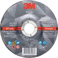 Silver Cut-Off Wheel, 5" x 0.045", 7/8" Arbor, Type 27, Ceramic, 12250 RPM Kelford