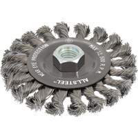 Brosse m&eacute;tallique AllSteel, Dia. 4-1/2", Fils 0,02", Arbre 5/8"-11, Acier Kelford