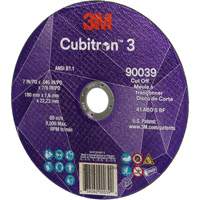Cubitron 3 Cut-Off Wheel, 7" x 0.09", 7/8" Arbor, Type T27, Ceramic, 8500 RPM Kelford