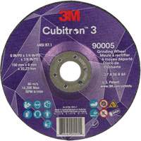 Cubitron 3 Depressed Centre Grinding Wheel, 6" x 1/4", 7/8" Arbor, Ceramic, Type T27 Kelford
