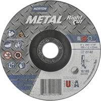 Meule &agrave; tronçonner m&eacute;tallique pour coupe &agrave; angle droit RightCut, 6" x 0,045", Arbre de 7/8", Type 27/42, Oxyde d'aluminium, 10190 Tr/min Kelford