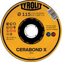 Meule &agrave; tronçonner CA60Q-BFPX CERABOND X, 4-1/2" x 0,039", Arbre de 7/8", Type 1 Kelford