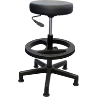 900 Series Task Stool, Stationary, Adjustable, 20" - 28", Vinyl Seat, Black Kelford