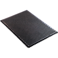 Syst&egrave;me de tapis anti-fatigue emboîtable en caoutchouc conducteur, Caoutchouc, 2' la c, 3' lo, 1/2" &eacute;paisseur, Noir Kelford