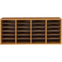 Adjustable Compartment Literature Organizer, Stationary, 24 Slots, Wood, 39-1/4" W x 11-3/4" D x 16-1/4" H OE208 | Kelford