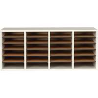 Adjustable Compartment Literature Organizer, Stationary, 24 Slots, Wood, 39-1/4" W x 11-3/4" D x 16-1/4" H OE705 | Kelford