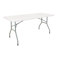 Folding Table, Rectangular, 72" L x 30" W, Polyethylene, White Kelford
