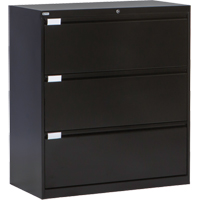Lateral Filing Cabinet, Steel, 3 Drawers, 36" W x 18" D x 40-1/16" H, Black OP216 | Kelford