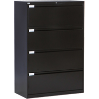 Lateral Filing Cabinet, Steel, 4 Drawers, 36" W x 18" D x 53-3/8" H, Black OP219 | Kelford