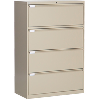 Lateral Filing Cabinet, Steel, 4 Drawers, 36" W x 18" D x 53-3/8" H, Beige OP220 | Kelford
