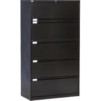 Lateral Filing Cabinet, Steel, 5 Drawers, 36" W x 18" D x 65-1/2" H, Black OP222 | Kelford