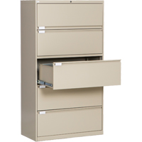 Lateral Filing Cabinet, Steel, 5 Drawers, 36" W x 18" D x 65-1/2" H, Beige OP223 | Kelford