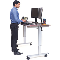 Adjustable Stand-Up Workstations, Stand-Alone Desk, 48-1/2" H x 59" W x 29-1/2" D, Walnut OP283 | Kelford