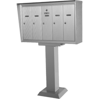 Single Deck Mailboxes, Pedestal -Mounted, 16" x 5-1/2", 3 Doors, Aluminum OP394 | Kelford
