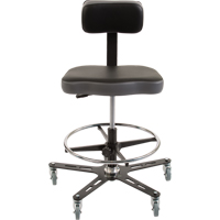 TF160™ Industrial Grade Ergonomic Chair, Mobile, Adjustable, 20-1/2" - 28-1/2", Vinyl Seat, Black/Grey OP491 | Kelford