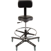 TF150™ Industrial Grade Ergonomic Chair, Mobile, Adjustable, 20-1/2" - 28-1/2", Vinyl Seat, Black/Grey OP502 | Kelford