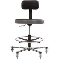 SF160™ Industrial Grade Ergonomic Chair, Mobile, Adjustable, 18" - 23", Vinyl Seat, Black/Grey OP504 | Kelford