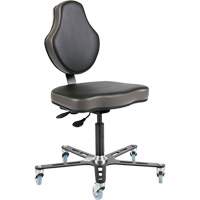Vega™ Industrial Grade Ergonomic Chair, Mobile, Adjustable, 18" - 23", Vinyl Seat, Black/Grey OP508 | Kelford