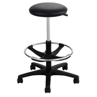 Extended-Height Stool, Drafting, Adjustable, 22" - 32", Vinyl Seat, Black Kelford