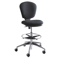 Metro Extended-High Chair, Fabric, Black, 250 lbs. Capacity Kelford