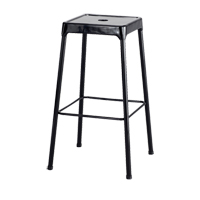 Bistro Stool, Stationary, Fixed, 29", Steel Seat, Black Kelford
