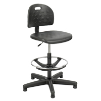 Soft Tough Stool, Stationary, Adjustable, 29" - 49", Polyurethane Seat, Black Kelford